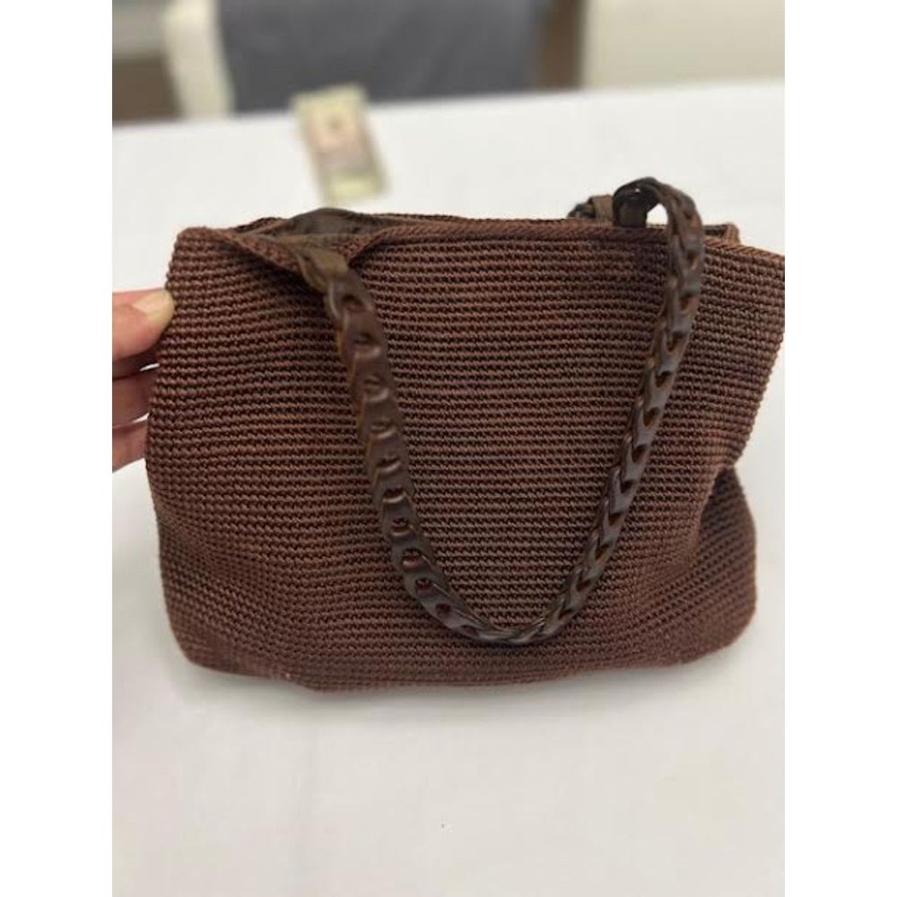 THE SAK Vintage Handbag from 1990s Hand Crochet Leather Brown